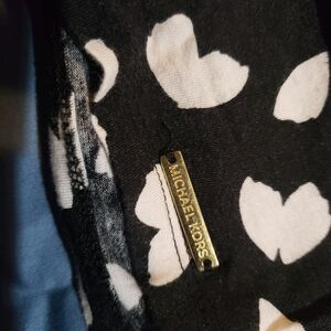 Michael Kors Black and White Heart Print Blouse with Gold Logo